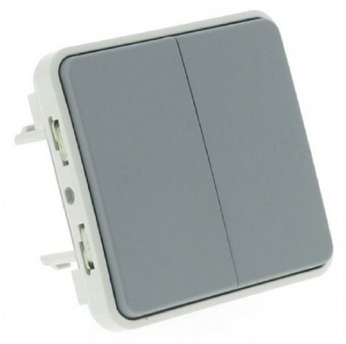 Переключатель без рамки Legrand Plexo 2-кл. проходной IP55 серый картинка